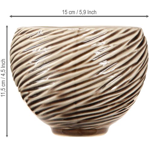 Artikel Decoratieve schaal bloempot keramiek beige bruin Ø15cm 2st