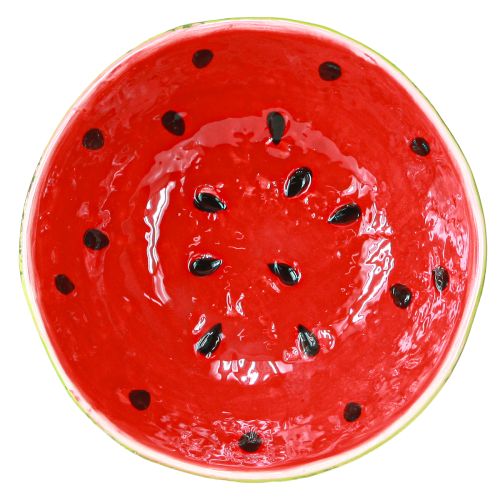 Artikel Decoratieve schaal keramiek watermeloen zomerdecoratie Ø15cm H6cm