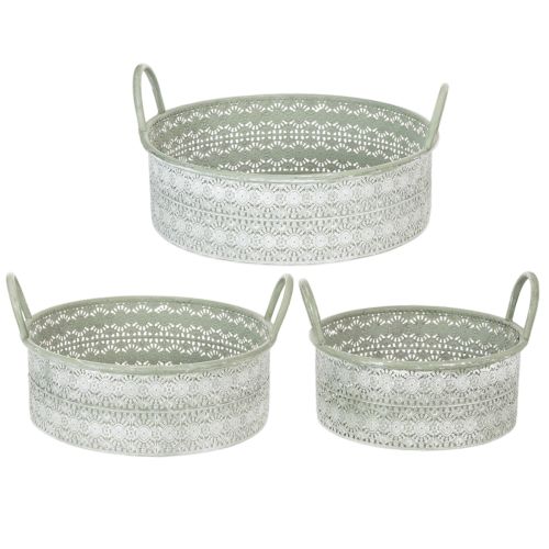 Artikel Decoratieve metalen schaal met handvatten, vintage plantenbak, set van 3