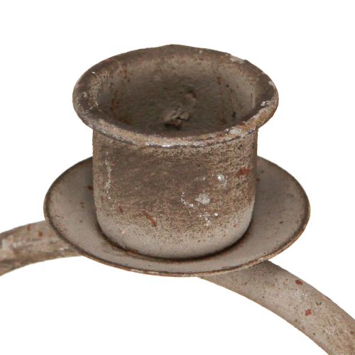 Artikel Decoratieve schaal met kandelaar antiek grijs roest Ø11cm H23,5cm