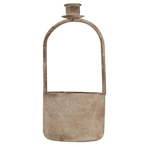 Artikel Decoratieve schaal met kandelaar antiek grijs roest Ø11cm H23,5cm