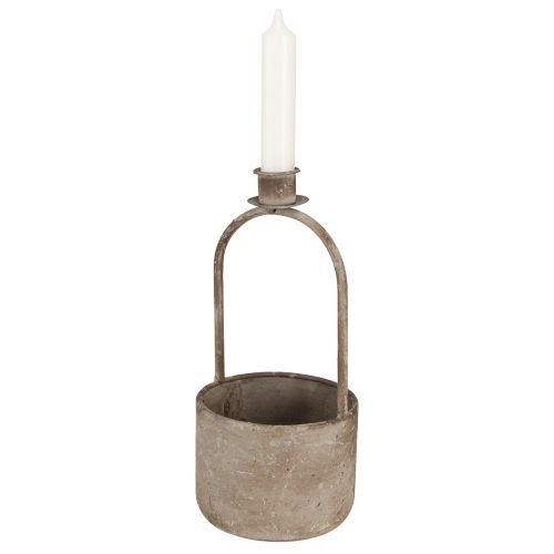 Artikel Decoratieve schaal met kandelaar antiek grijs roest Ø11cm H23,5cm