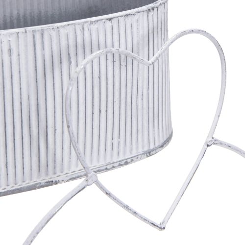 Artikel Decoratieve schaal ovaal metaal met hart wit 20/16cm set van 2
