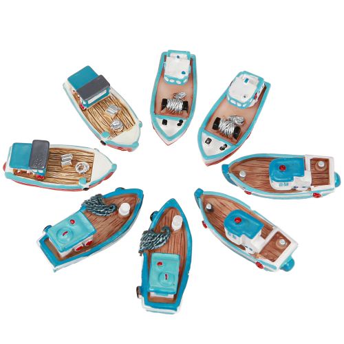 Artikel Decoratieve boot blauw rood maritieme tafeldecoratie 5 cm 8 stuks