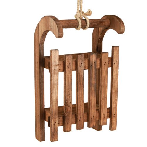 Artikel Decoratieve slee bruine winterdecoratie van hout 30x18x12cm
