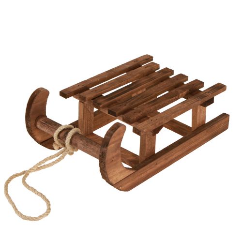 Artikel Decoratieve slee bruine winterdecoratie van hout 30x18x12cm