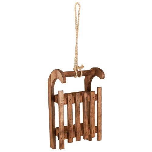 Artikel Decoratieve slee bruine winterdecoratie van hout 30x18x12cm