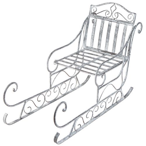 Floristik24 Decoratieve slee wit gewassen slee metaal 47×21×32,5cm