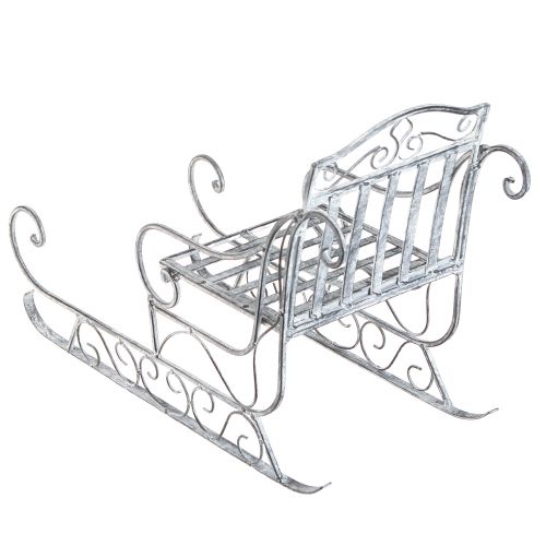 Floristik24 Decoratieve slee wit gewassen slee metaal 47×21×32,5cm