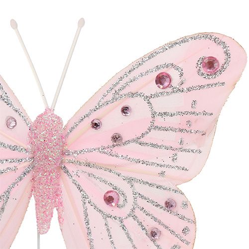 Artikel Decoratieve vlinder roze met mica 10,5 cm 3 stks