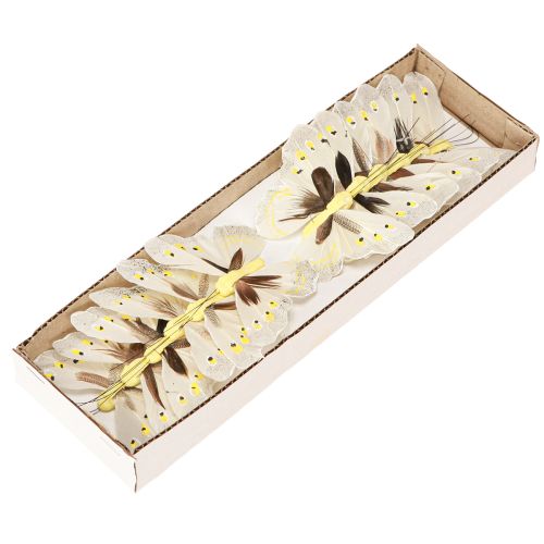 Artikel Decoratieve vlinder op draad geel 8cm 12st