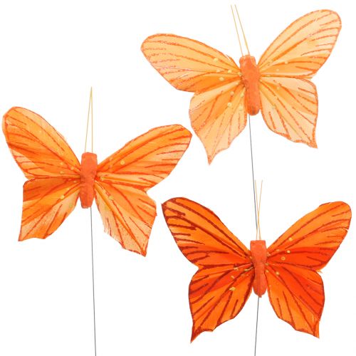 Deco vlinder oranje 12st