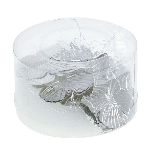 Floristik24 Decoratieve vlinders om op te hangen zilver 5cm 36st