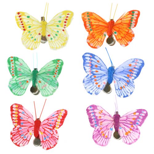 Floristik24 Decoratieve vlinders op de clip geassorteerde kleuren 6cm 24st