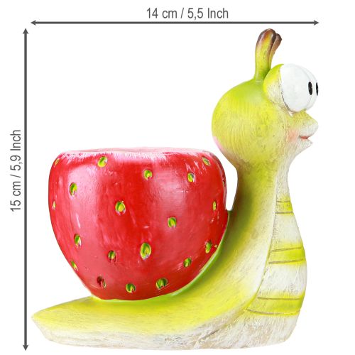 Artikel Decoratieve slak bloempot aardbei keramiek groen rood 15,5cm