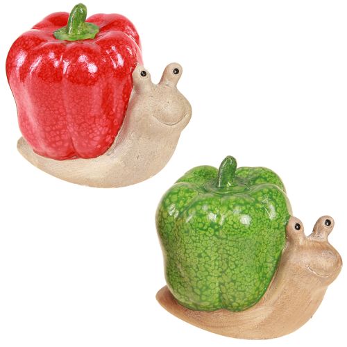 Floristik24 Decoratieve slakken keramiek peper rood groen H10cm 2 st