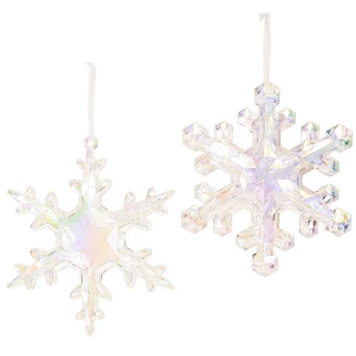 Floristik24 Decoratieve sneeuwvlokken winterdecoratie iriserend Ø14–15cm 2st