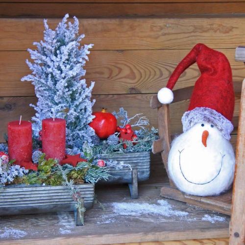 Artikel Deco sneeuwpop met hoed Adventsdecoratie Kerstfiguur H38cm