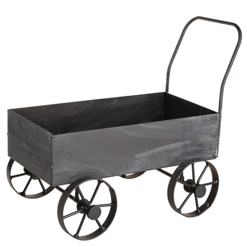 Artikel Decoratieve kruiwagen plantenbak metaal antraciet L30cm