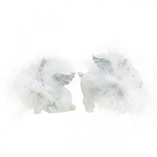 Floristik24 Decoratief varken met kroonfiguur geluksvarken wit 7cm 2st