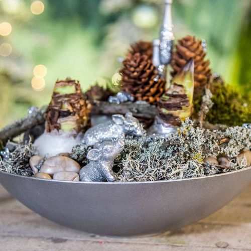 Floristik24 Decoratief varken oudejaarsdecoratie zilver glitter 3,5 cm 2st