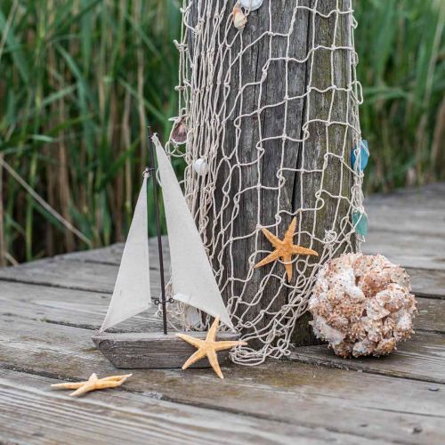 Floristik24 Decoratieve houten zeilboot, maritieme decoratie, decoratief schip shabby chic, natuurlijke kleuren, wit H29cm L18cm