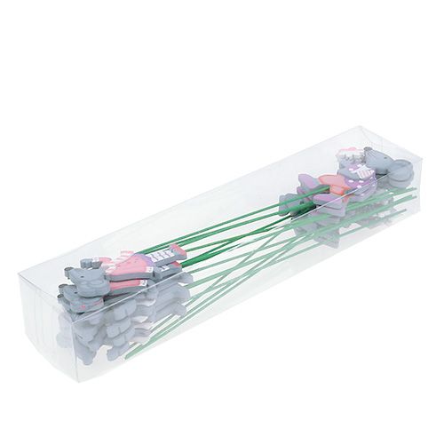 Floristik24 Decoratieve plugmuis met bloem 8,5 cm 14 stks