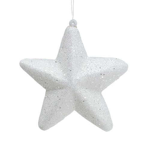 Floristik24 Ster wit met glitter 11,5cm