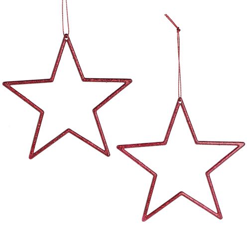Floristik24 Decoratieve ster rode kerstboomversiering glitter Ø12cm 12 st