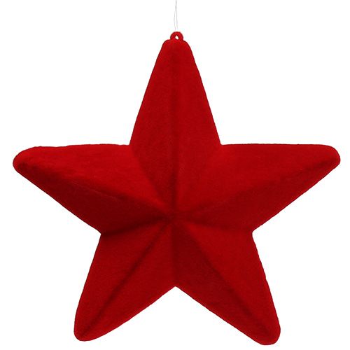 Floristik24 Decoratieve ster rood gevlokt 20 cm