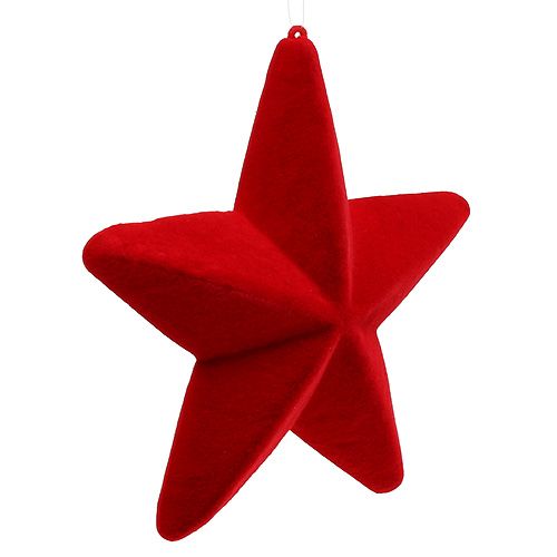 Artikel Decoratieve ster rood gevlokt 20 cm