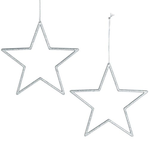 Artikel Decoratieve ster zilveren kerstboomversiering glitter Ø12cm 12 st