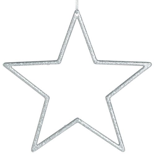 Artikel Decoratieve ster zilveren kerstboomversiering glitter Ø12cm 12 st