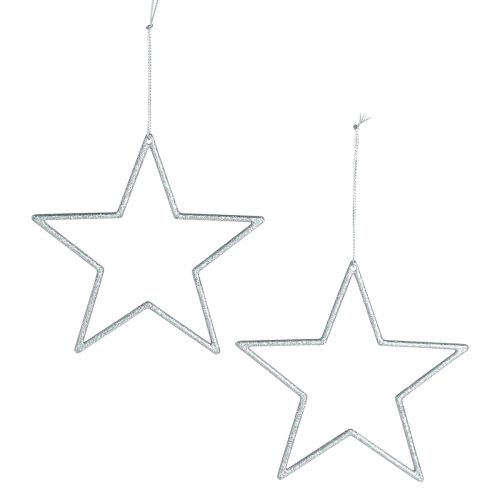 Artikel Decoratieve ster zilveren kerstboomversiering glitter Ø12cm 12 st