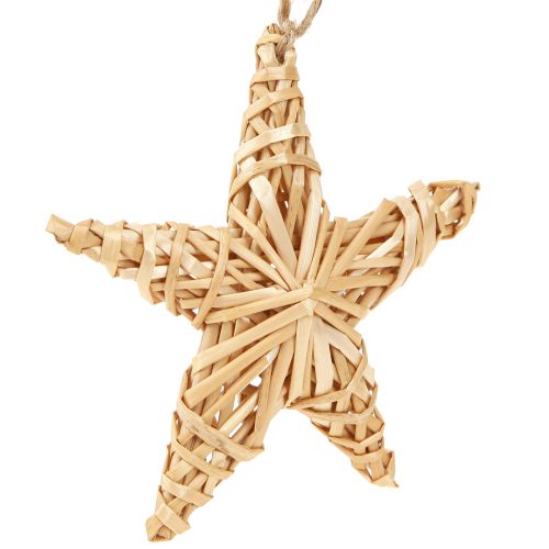 Decoratieve sterren kerstboomversiering rotan naturel 11cm 6 stuks