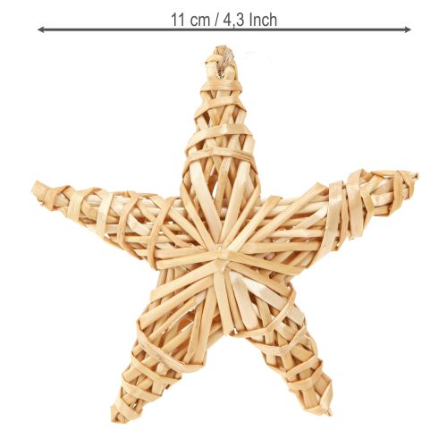 Artikel Decoratieve sterren kerstboomversiering rotan naturel 11cm 6 stuks