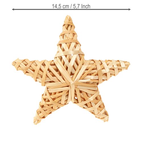 Artikel Decoratieve sterren kerstboomversiering rotan sterren 14,5cm 3 stuks