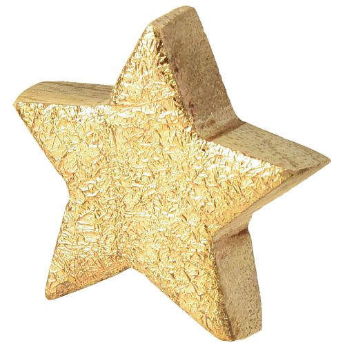 Artikel Decoratieve sterren houten sterren goud natuurlijk mangohout Ø5cm 12 stuks