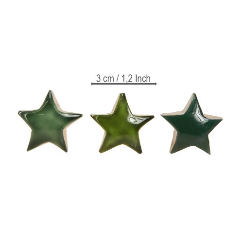 Artikel Decoratieve sterren houten sterren groene strooidecoratie 3cm 9 stuks