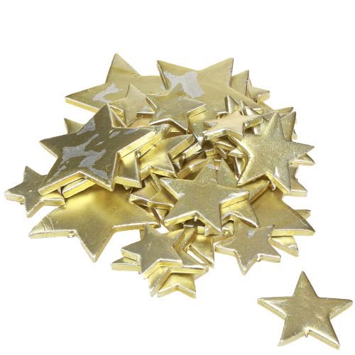 Artikel Decoratieve sterren strooidecoratie goud Ø3-7cm – 2e keus – 44 stuks
