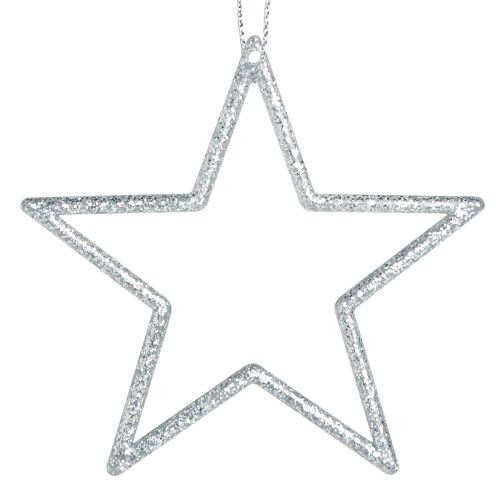 Artikel Decoratieve kerststerren om op te hangen zilver 7,5 cm 40 st