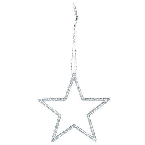Artikel Decoratieve kerststerren om op te hangen zilver 7,5 cm 40 st