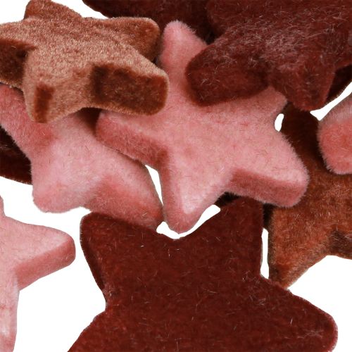 Artikel Decoratieve sterren flock strooidecoratie Bordeaux Bruin Ø4/5cm 40 stuks