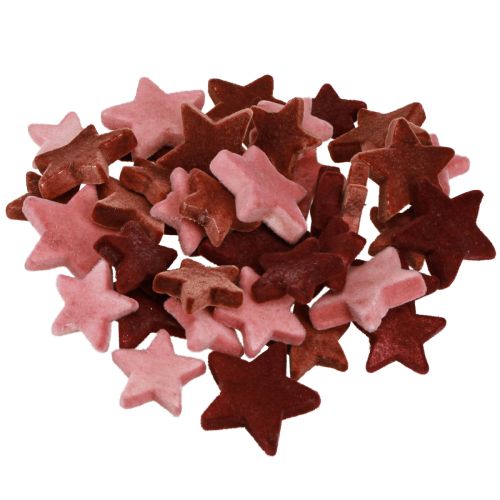 Artikel Decoratieve sterren flock strooidecoratie Bordeaux Bruin Ø4/5cm 40 stuks