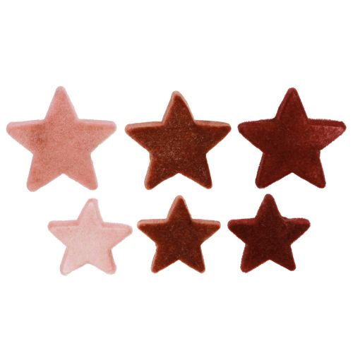 Decoratieve sterren flock strooidecoratie Bordeaux Bruin Ø4/5cm 40 stuks