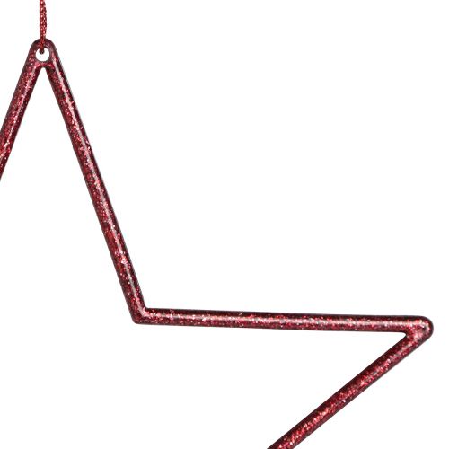 Artikel Decoratieve sterren met glitter rode sterren om op te hangen 18cm 8 st