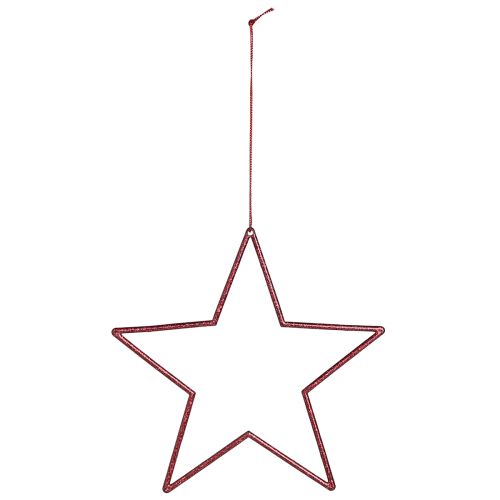 Artikel Decoratieve sterren met glitter rode sterren om op te hangen 18cm 8 st