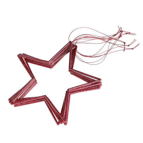 Artikel Decoratieve sterren met glitter rode sterren om op te hangen 18cm 8 st