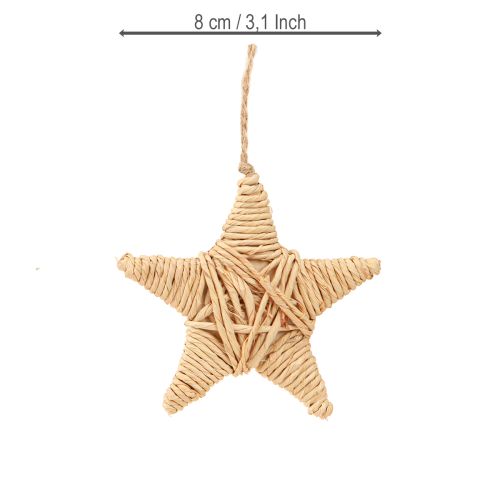 Artikel Decoratieve sterren om op te hangen raffia hennepboom decoratie 7,5cm 8 stuks