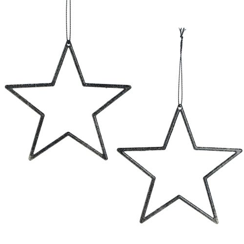Artikel Decoratieve sterren voor het ophangen van boomdecoratie zwart Ø12cm 12 stuks